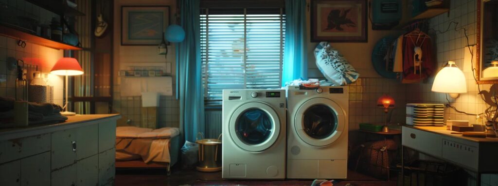 Modern Maytag washers in a cozy laundry room setting, showcasing appliance repair context for Georgetown, DC.