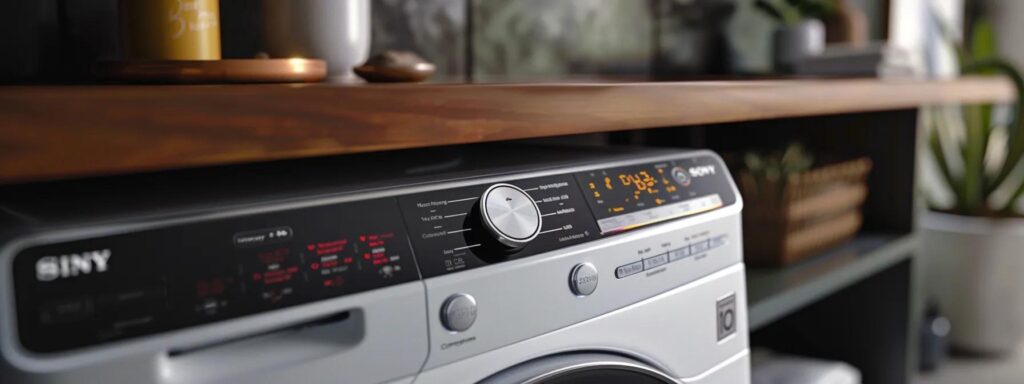 Close-up of Maytag washer control panel, featuring digital display and settings, emphasizing appliance repair services in Georgetown, DC.